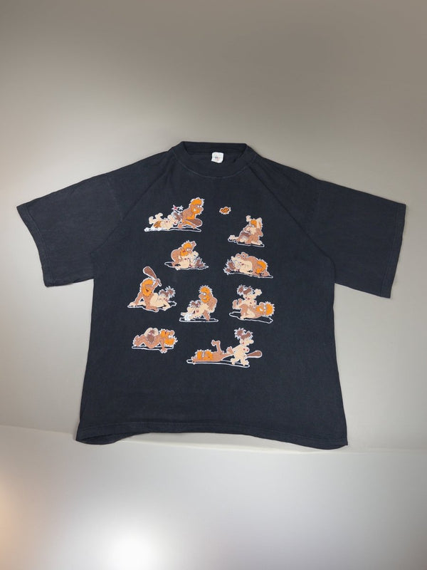 American Style Vintage "Stone Age Kama Sutra" Graphic Tee - Washed Black