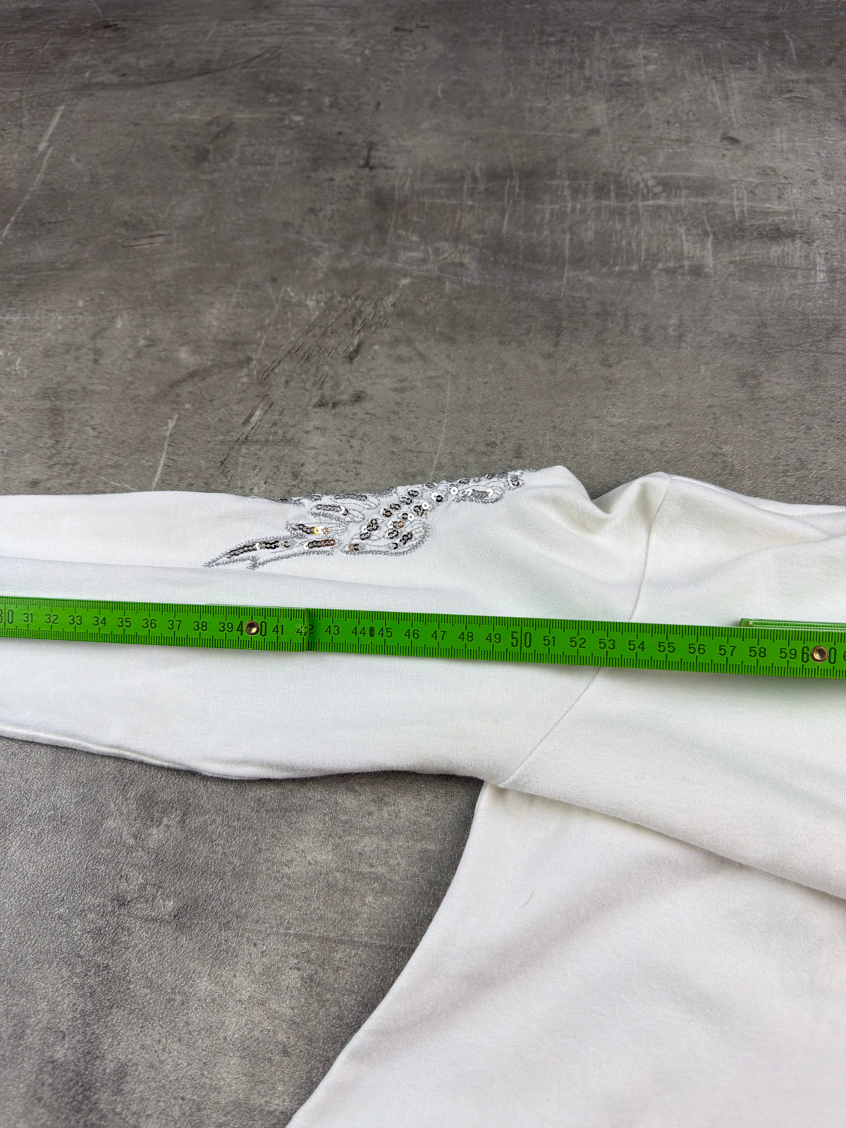 Angel Devil Y2K Sequin Wings Longsleeve - White / Silver - Past Pieces