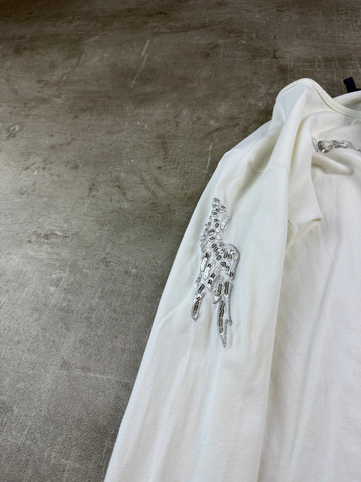 Angel Devil Y2K Sequin Wings Longsleeve - White / Silver – Ansicht 6