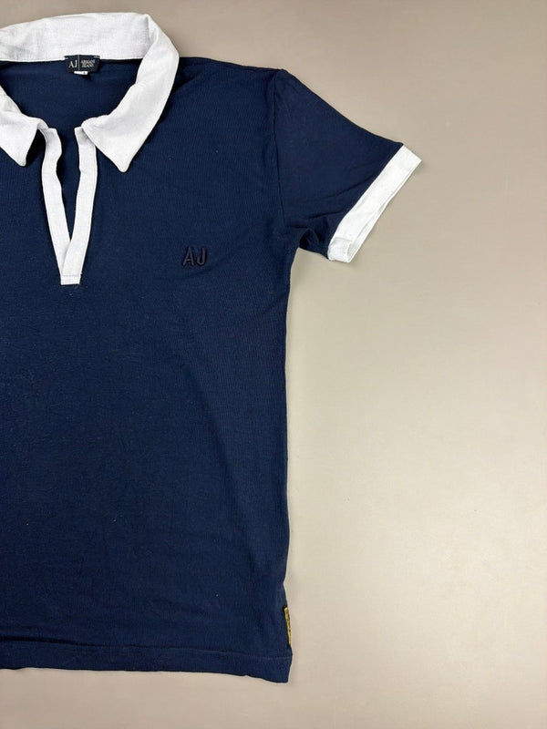 Armani Jeans Archive "AJ" Contrast Polo - Navy/White