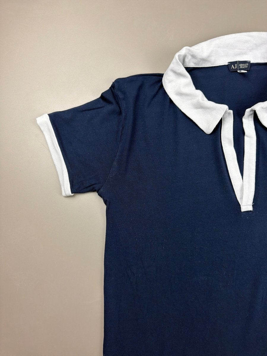 Armani Jeans Archive "AJ" Contrast Polo - Navy/White - Past Pieces