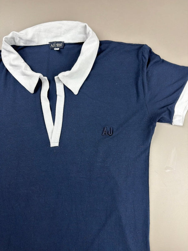 Armani Jeans Archive "AJ" Contrast Polo - Navy/White