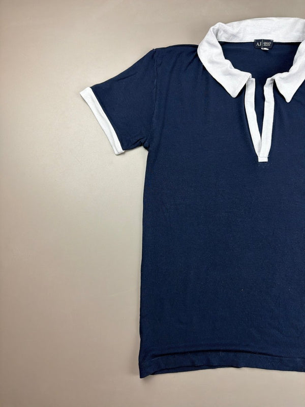 Armani Jeans Archive "AJ" Contrast Polo - Navy/White