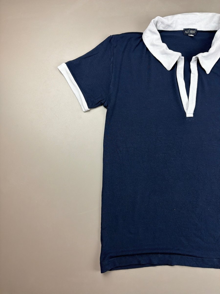 Armani Jeans Archive "AJ" Contrast Polo - Navy/White - Past Pieces