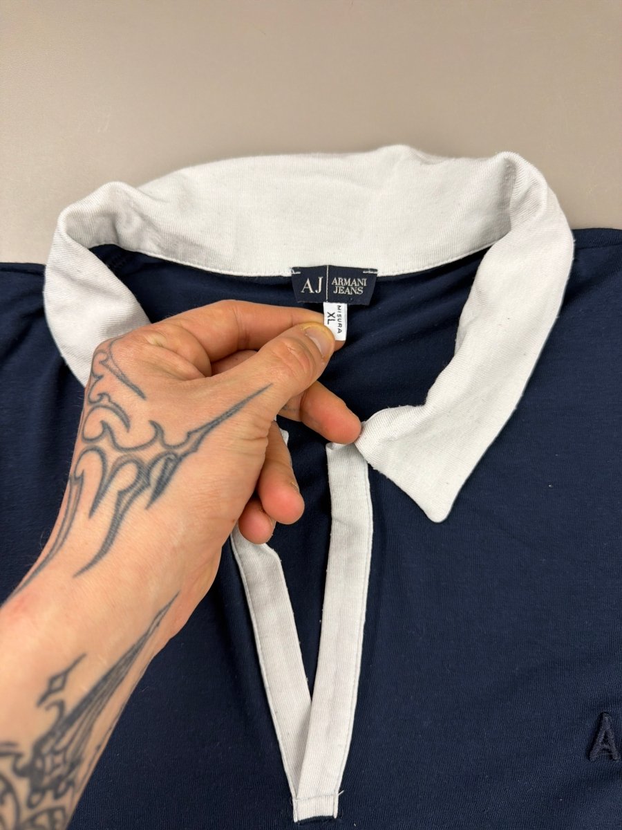 Armani Jeans Archive "AJ" Contrast Polo - Navy/White - Past Pieces
