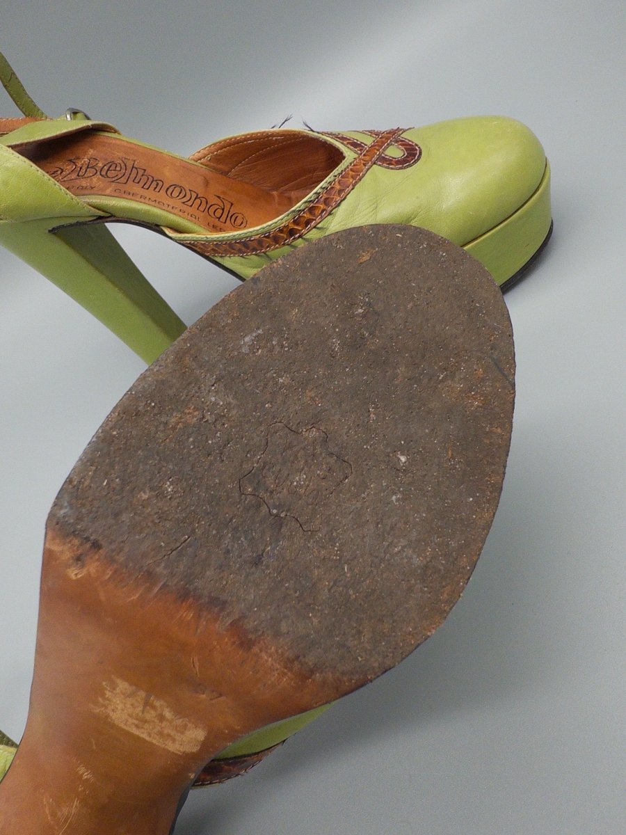 Belmondo Archive "Lime" Platform Heels - Reptile Trim Y2K Chic - Past Pieces