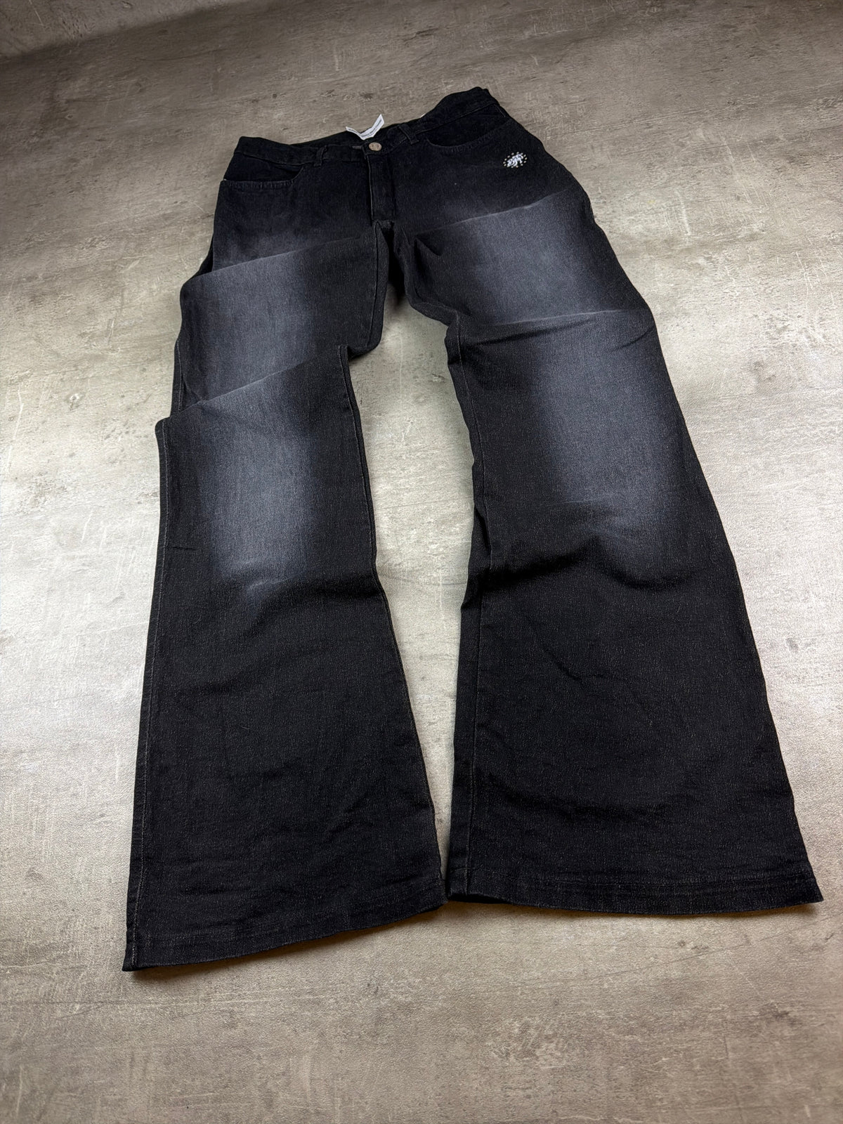 Bianca Maria Caselli Y2K Rhinestone Flared Denim - Washed Black - Past Pieces