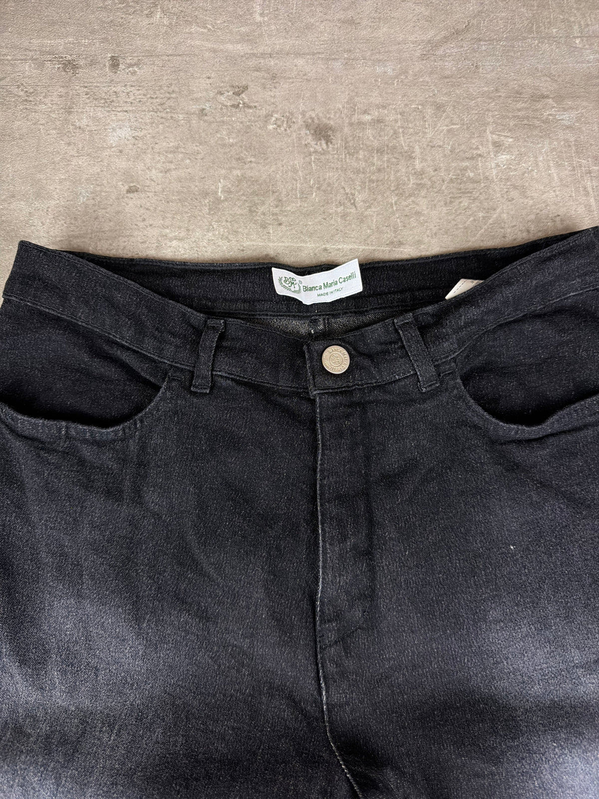 Bianca Maria Caselli Y2K Rhinestone Flared Denim - Washed Black - Past Pieces