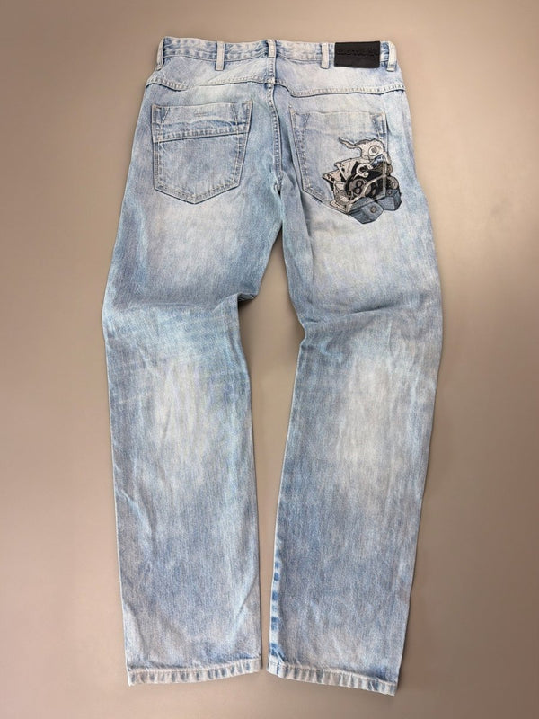 Big Train Japan Archive "High Stakes" Embroidered Denim - Light Wash