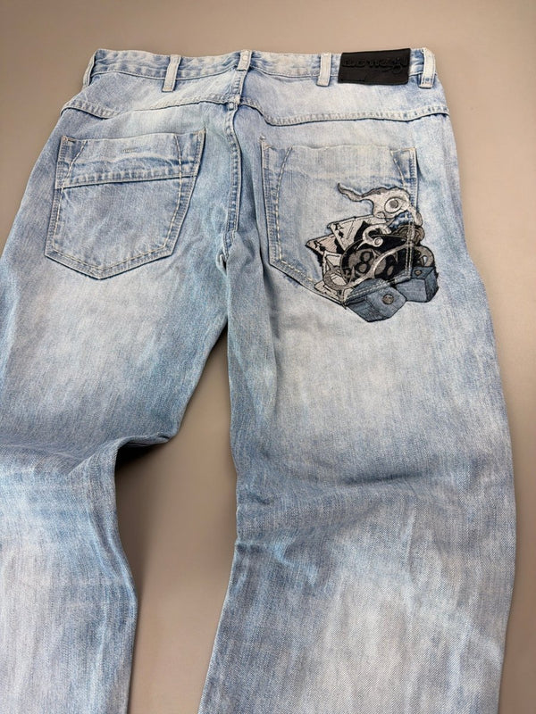Big Train Japan Archive "High Stakes" Embroidered Denim - Light Wash
