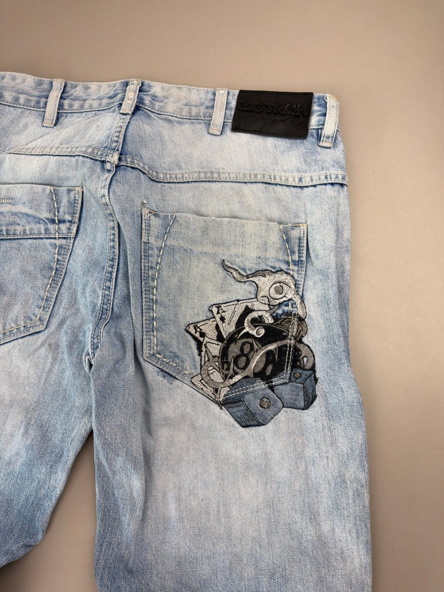 Big Train Japan Archive "High Stakes" Embroidered Denim - Light Wash - Past Pieces