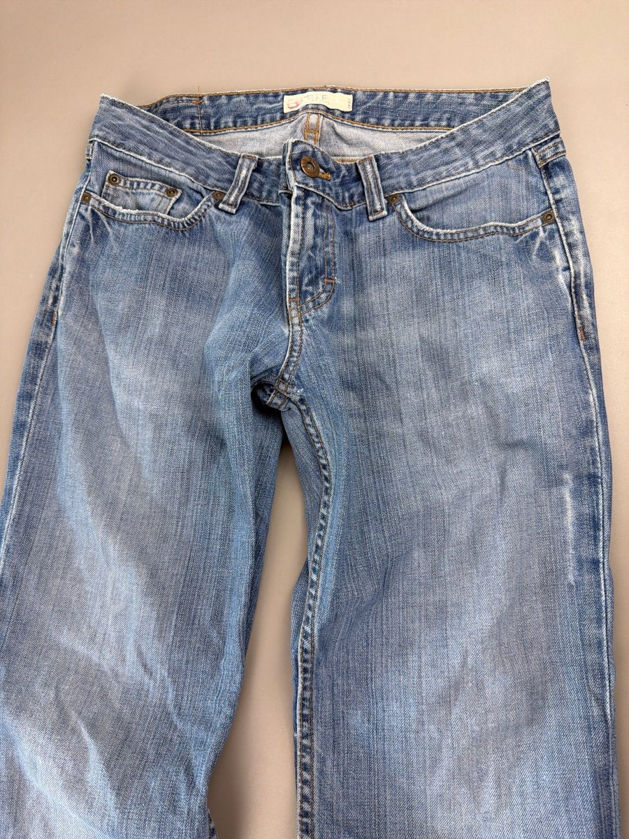 BKE Denim Y2K Low Waist Flare Jeans - Medium Wash Studded - Past Pieces