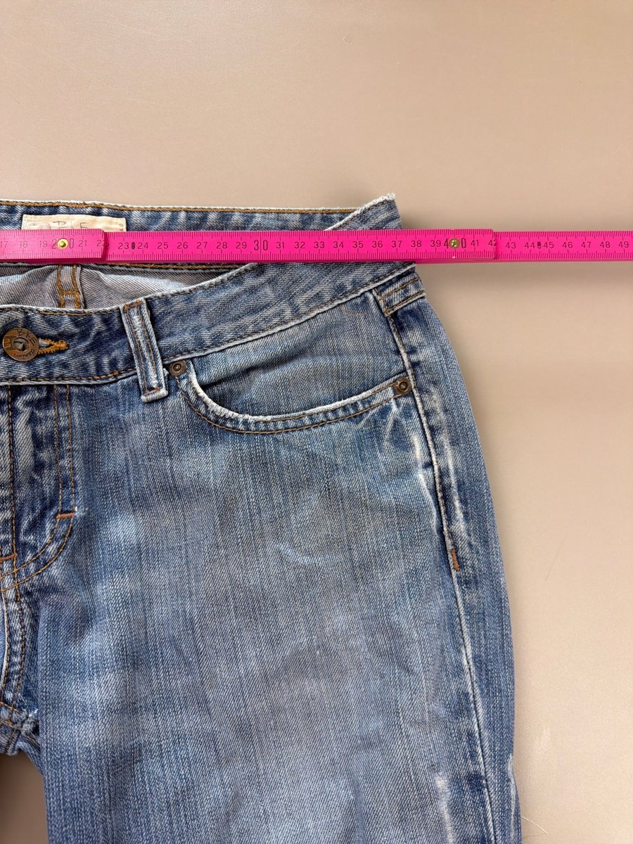 BKE Denim Y2K Low Waist Flare Jeans - Medium Wash Studded - Past Pieces