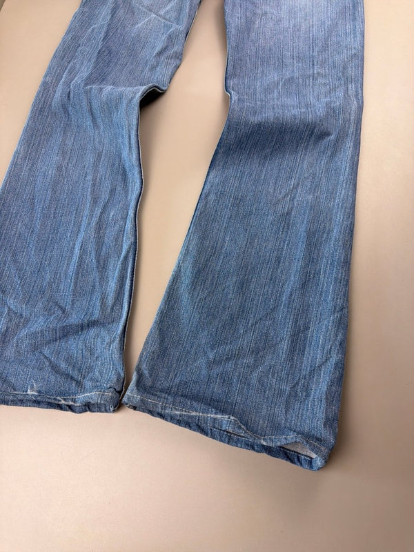 BKE Denim Y2K Low Waist Flare Jeans - Medium Wash Studded