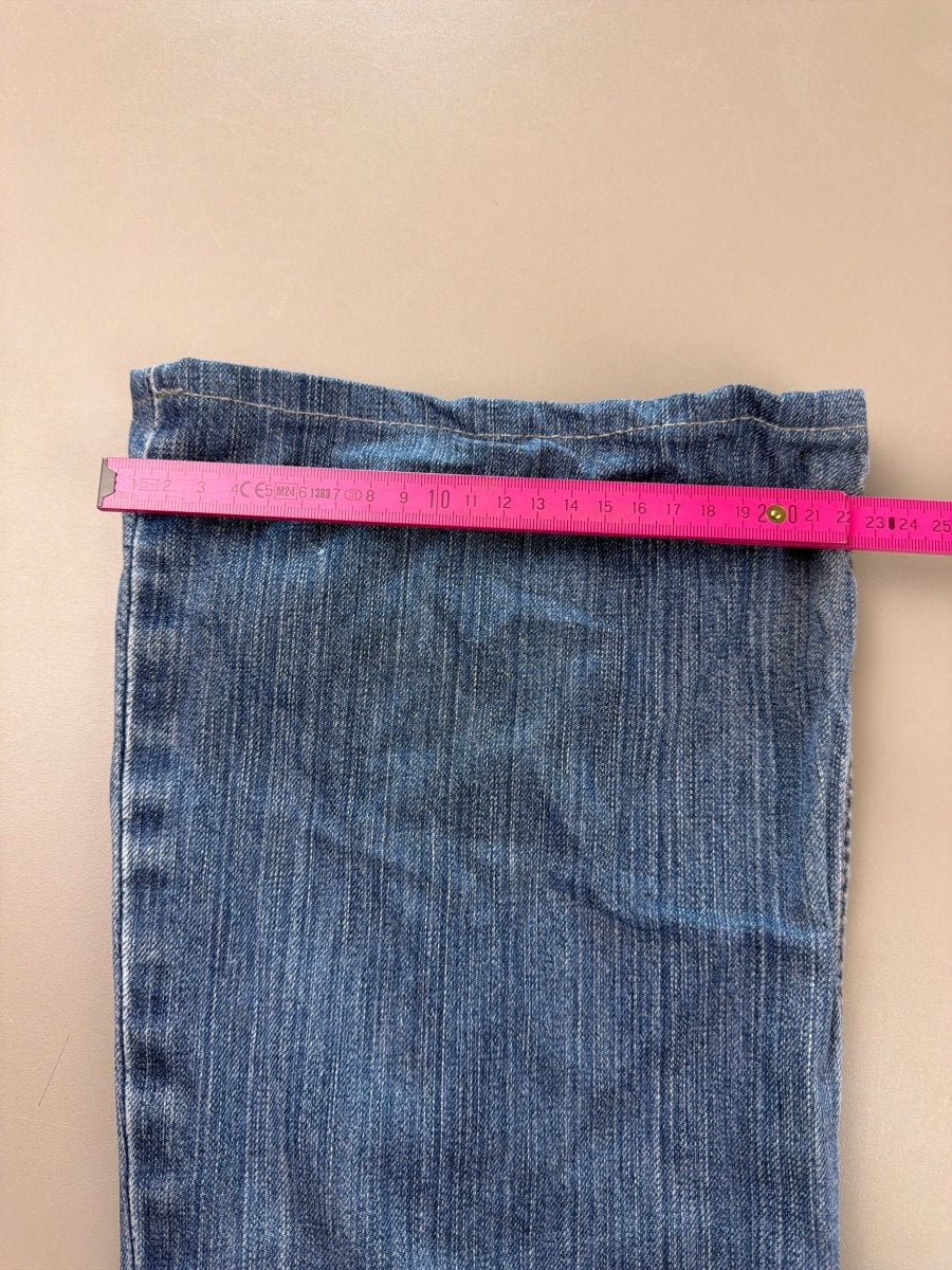 BKE Denim Y2K Low Waist Flare Jeans - Medium Wash Studded - Past Pieces