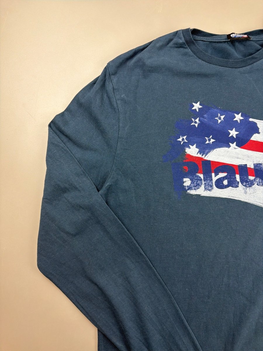 Blauer Archive "USA Flag" Longsleeve - Faded Navy - Past Pieces
