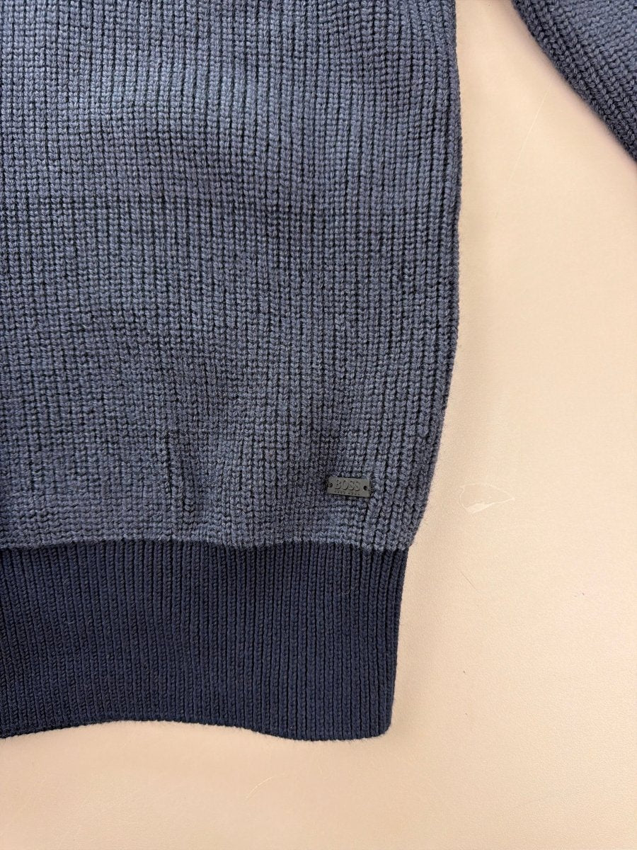 BOSS Archive Ribbed Quarter - Zip Pullover - Deep Navy - Past Pieces