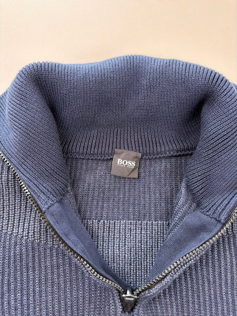 BOSS Archive Ribbed Quarter - Zip Pullover - Deep Navy - Past Pieces
