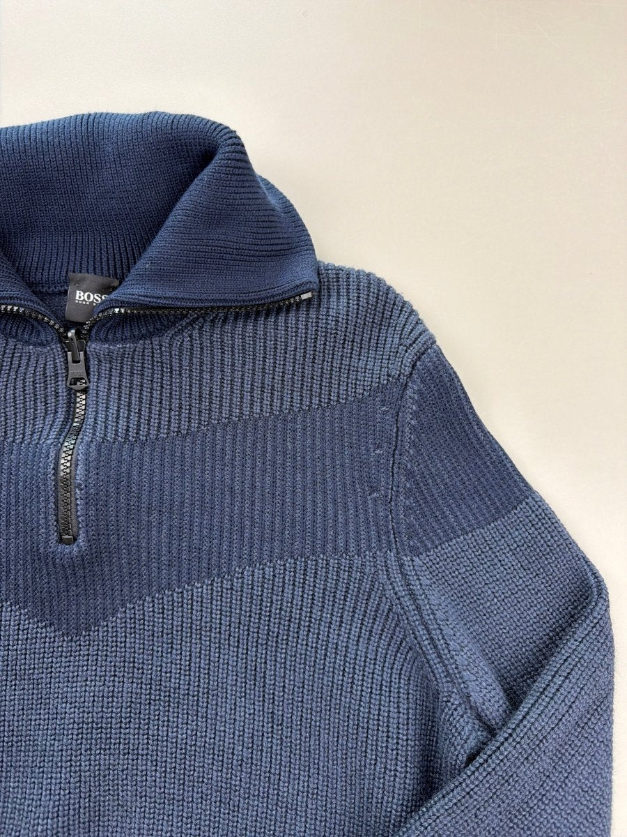 BOSS Archive Ribbed Quarter - Zip Pullover - Deep Navy - Past Pieces