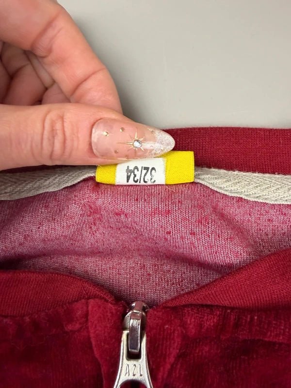 Buffalo "Rhinestone B" Velour Track Jacket - Deep Red - Past Pieces