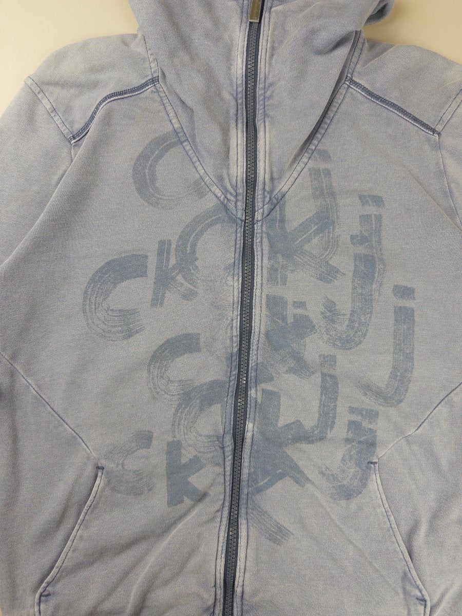 Calvin Klein Jeans Archive "Cyber Wash" Collared Zip Hoodie - Washed Blue - Past Pieces