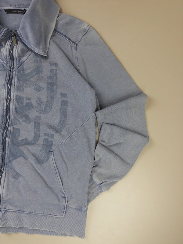 Calvin Klein Jeans Archive "Cyber Wash" Collared Zip Hoodie - Washed Blue