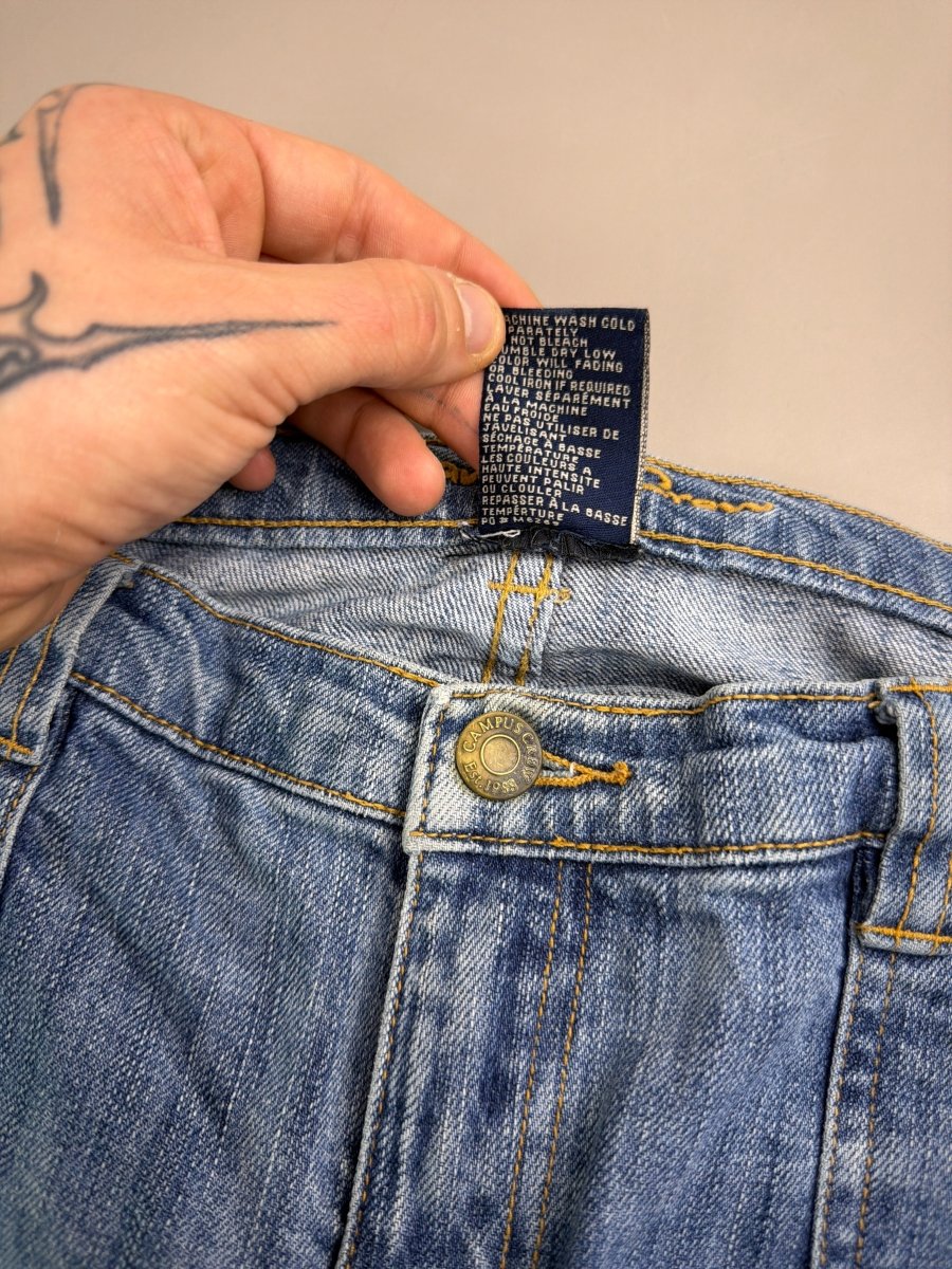 Campus Crew "Diamond" Flared Denim - Low Waist Bejeweled Y2K - Past Pieces