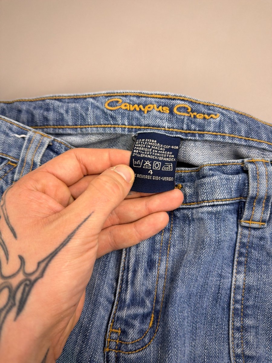 Campus Crew "Diamond" Flared Denim - Low Waist Bejeweled Y2K - Past Pieces