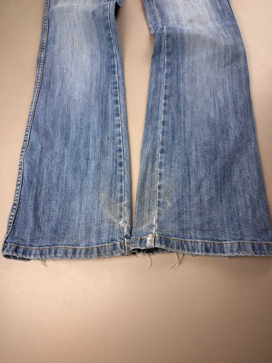 Campus Crew "Diamond" Flared Denim - Low Waist Bejeweled Y2K - Past Pieces