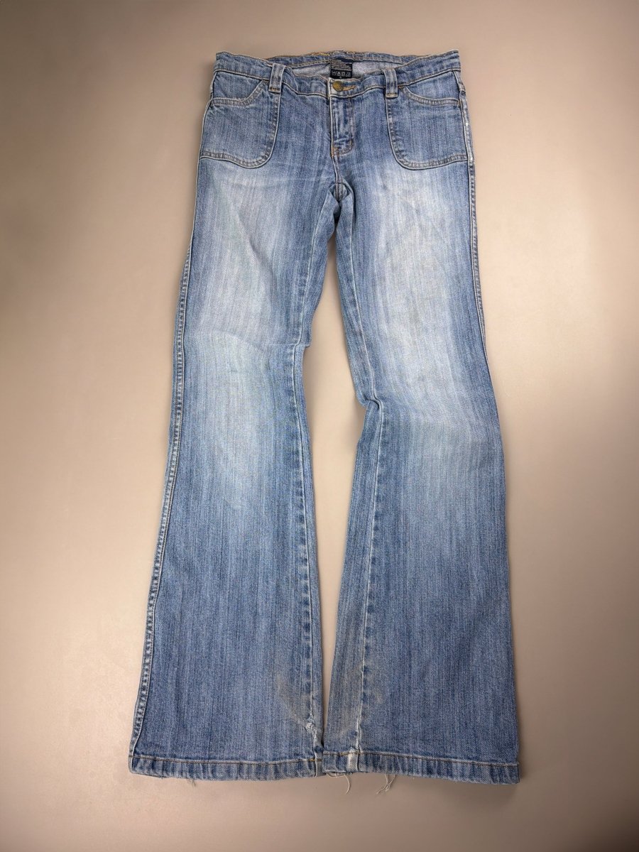 Campus Crew "Diamond" Flared Denim - Low Waist Bejeweled Y2K - Past Pieces