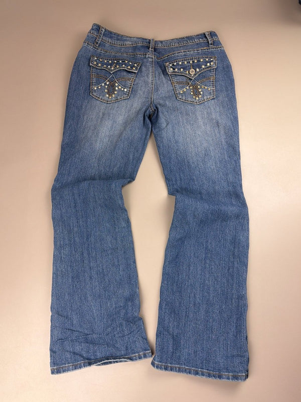 Cato Premium "Starlet" Embellished Flare Jeans - Rhinestone