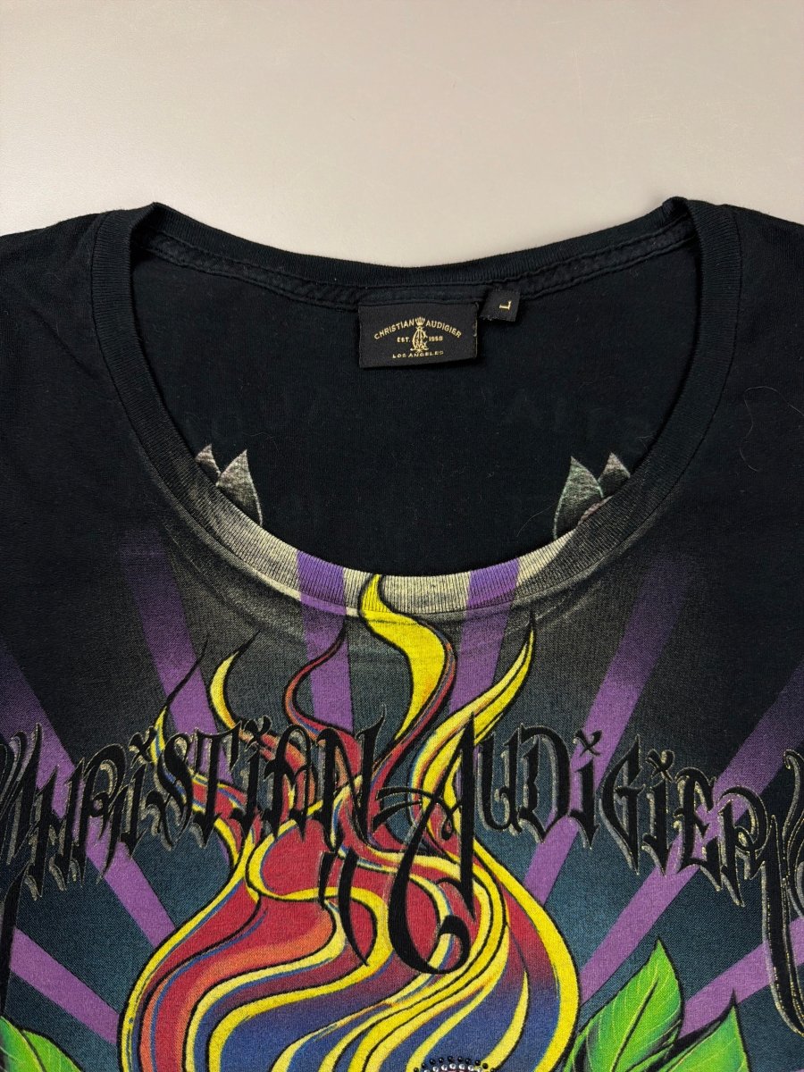 Christian Audigier Archive "Royal Tattoo" Rhinestone Tee - Black - Past Pieces