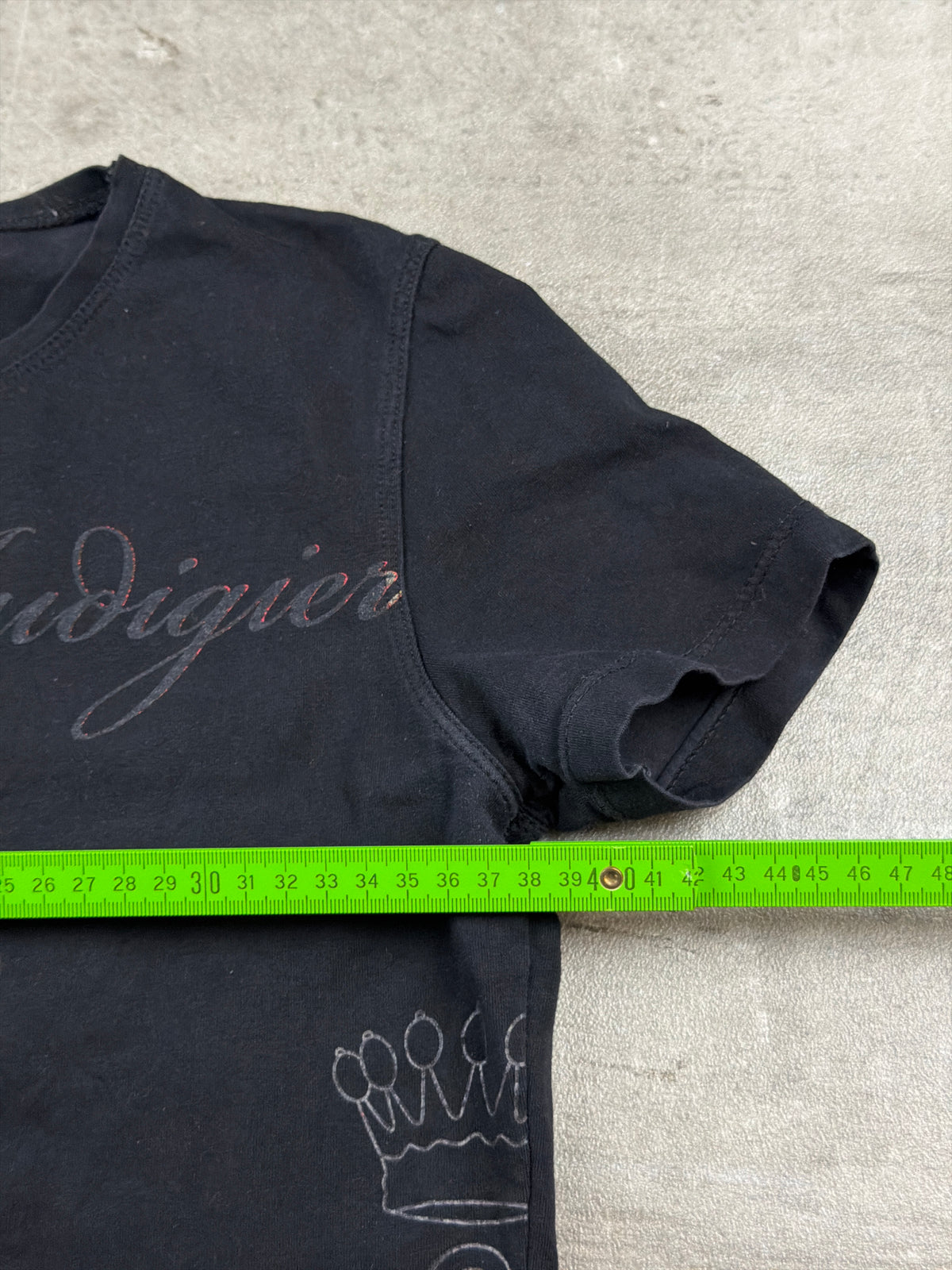 Christian Audigier Y2K Rhinestone Graphic Baby Tee - Black - Past Pieces