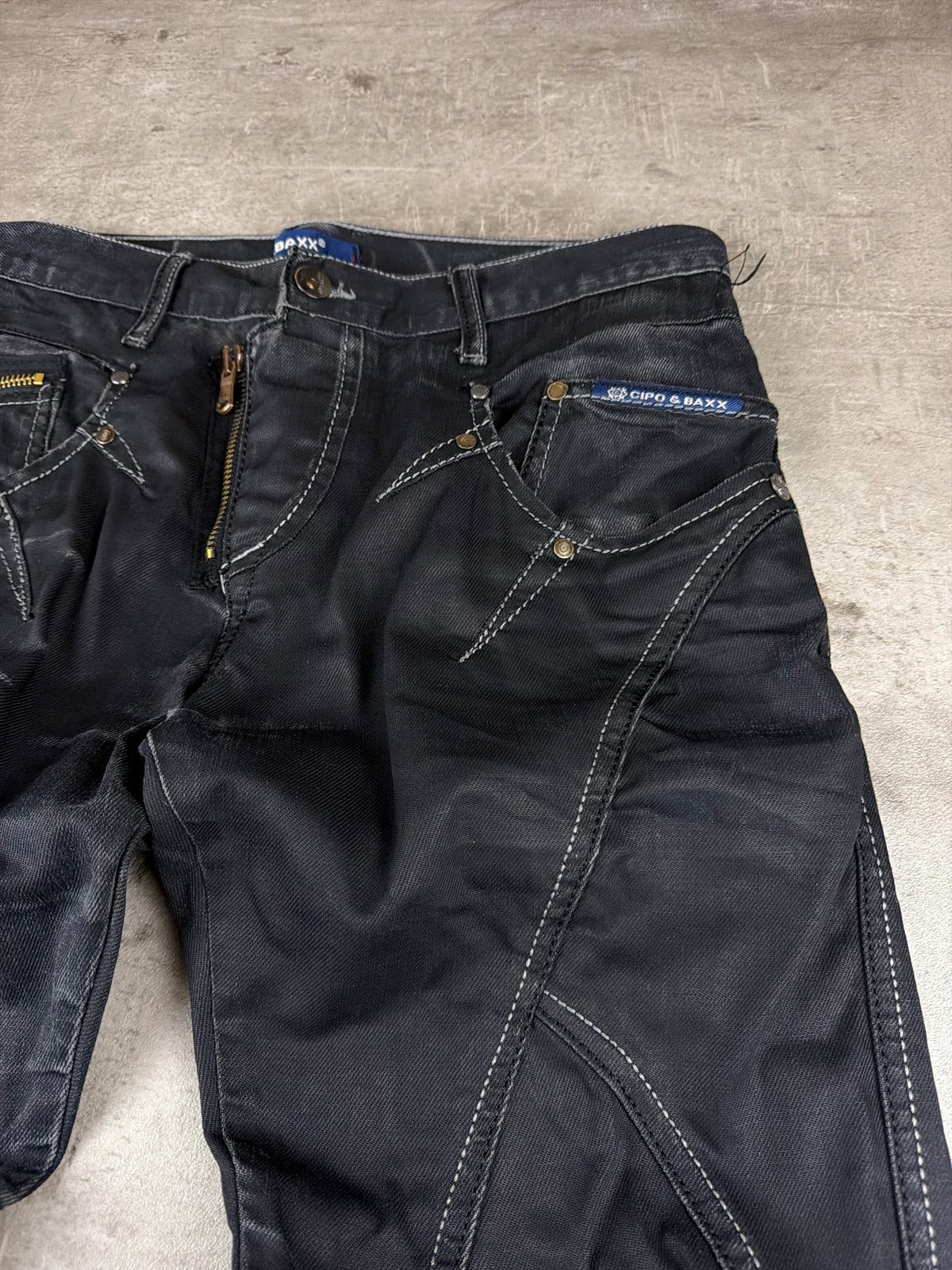 Cipo & Baxx Y2K Baggy Zip Pocket Denim - Washed Black - Past Pieces