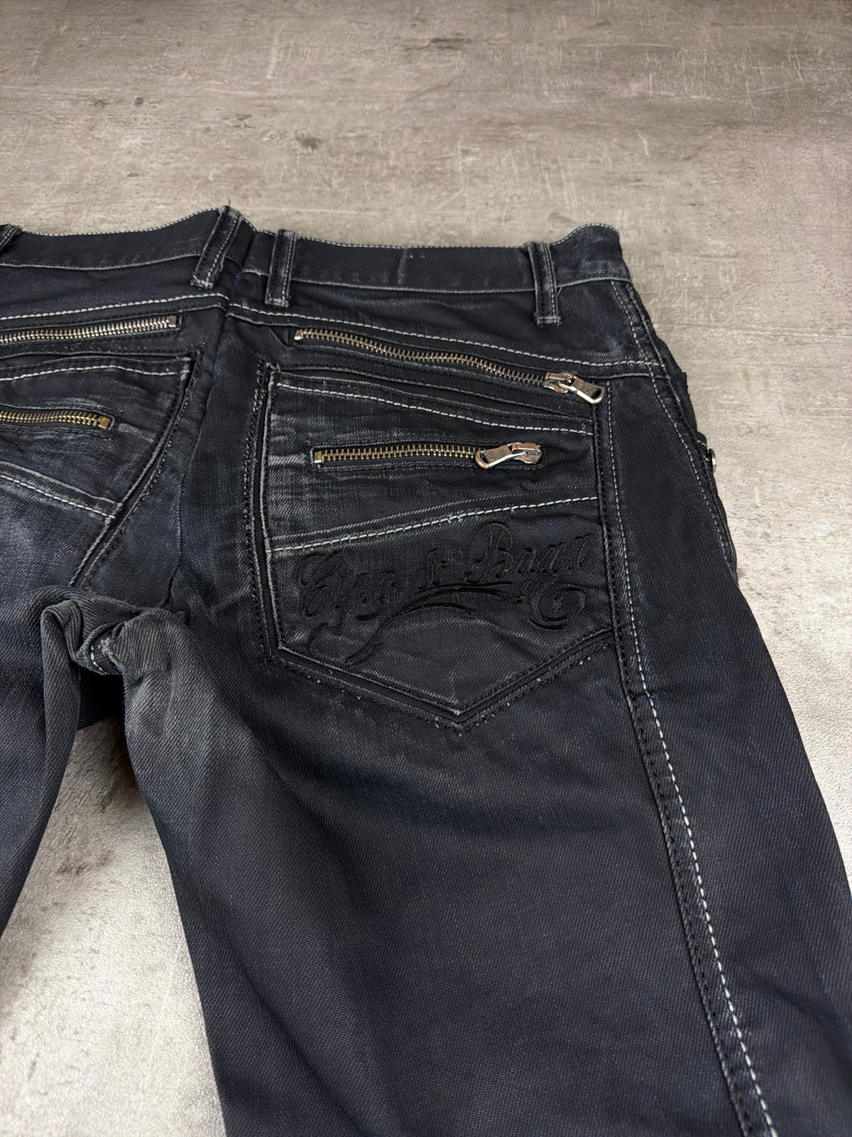 Cipo & Baxx Y2K Baggy Zip Pocket Denim - Washed Black - Past Pieces