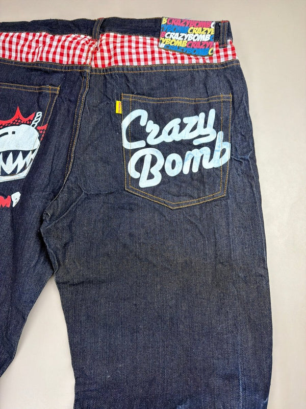 Crazy Bomb Archive "Shark Bomb" Graphic Denim - Indigo Red