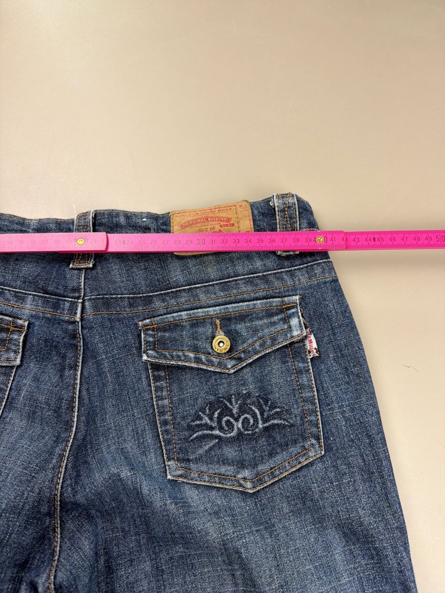 C.T.M "Tribal Orbit" Flared Denim — Cyber Sand - Wash Y2K - Past Pieces