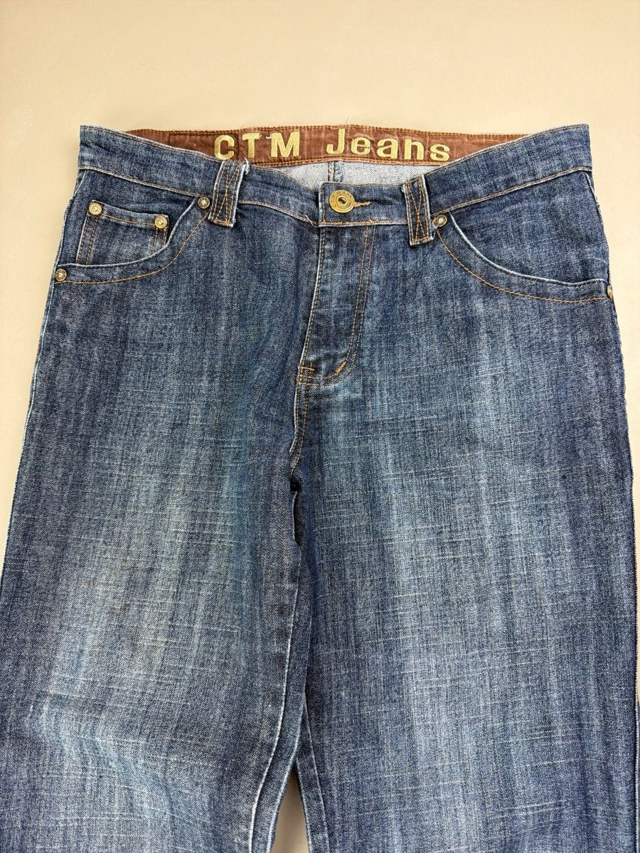 C.T.M "Tribal Orbit" Flared Denim — Cyber Sand - Wash Y2K - Past Pieces