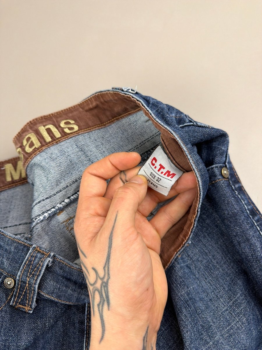 C.T.M "Tribal Orbit" Flared Denim — Cyber Sand - Wash Y2K - Past Pieces