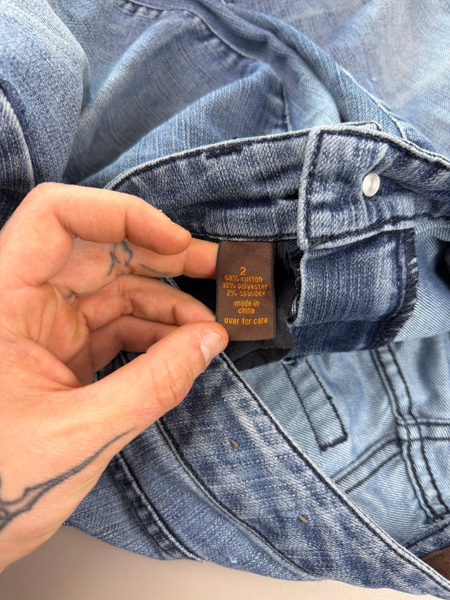 Cyber Y2K "Baroque" Embellished Low Waist Jeans - Light Wash - Past Pieces
