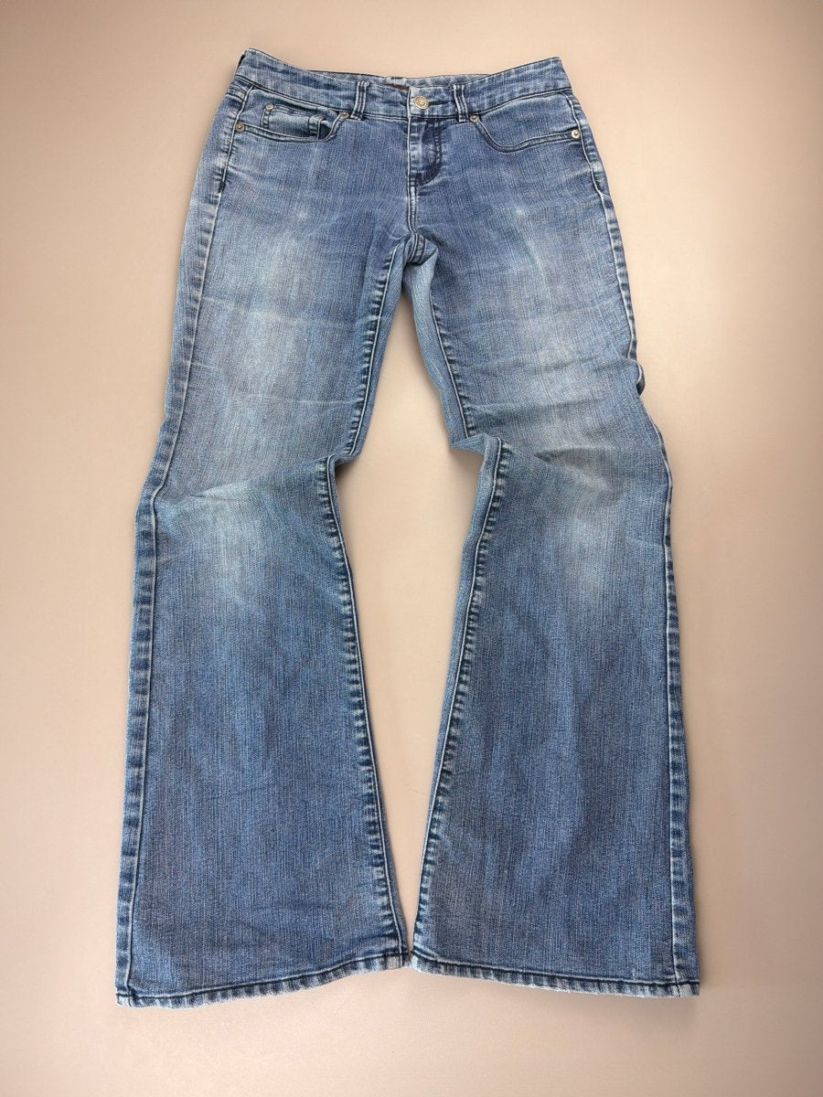 Cyber Y2K "Baroque" Embellished Low Waist Jeans - Light Wash - Past Pieces