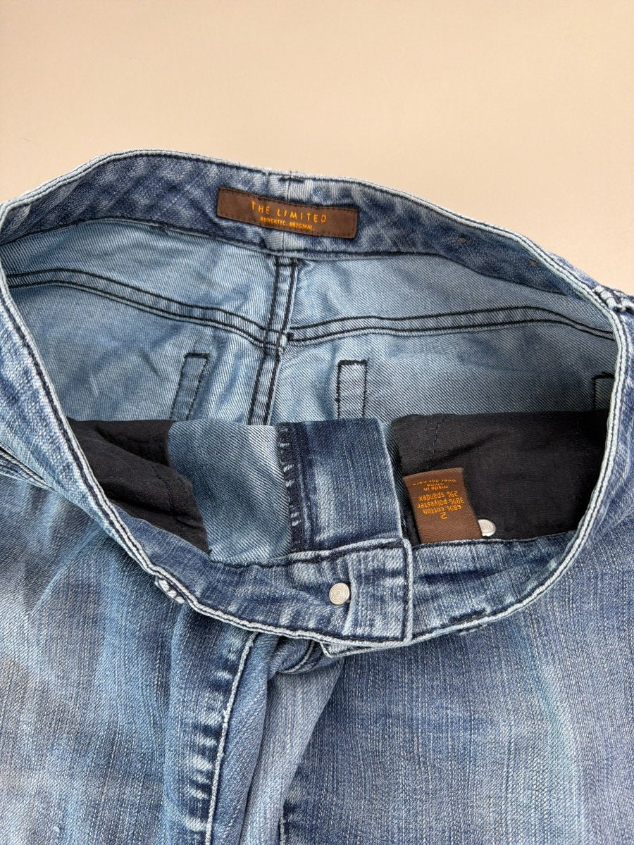 Cyber Y2K "Baroque" Embellished Low Waist Jeans - Light Wash - Past Pieces