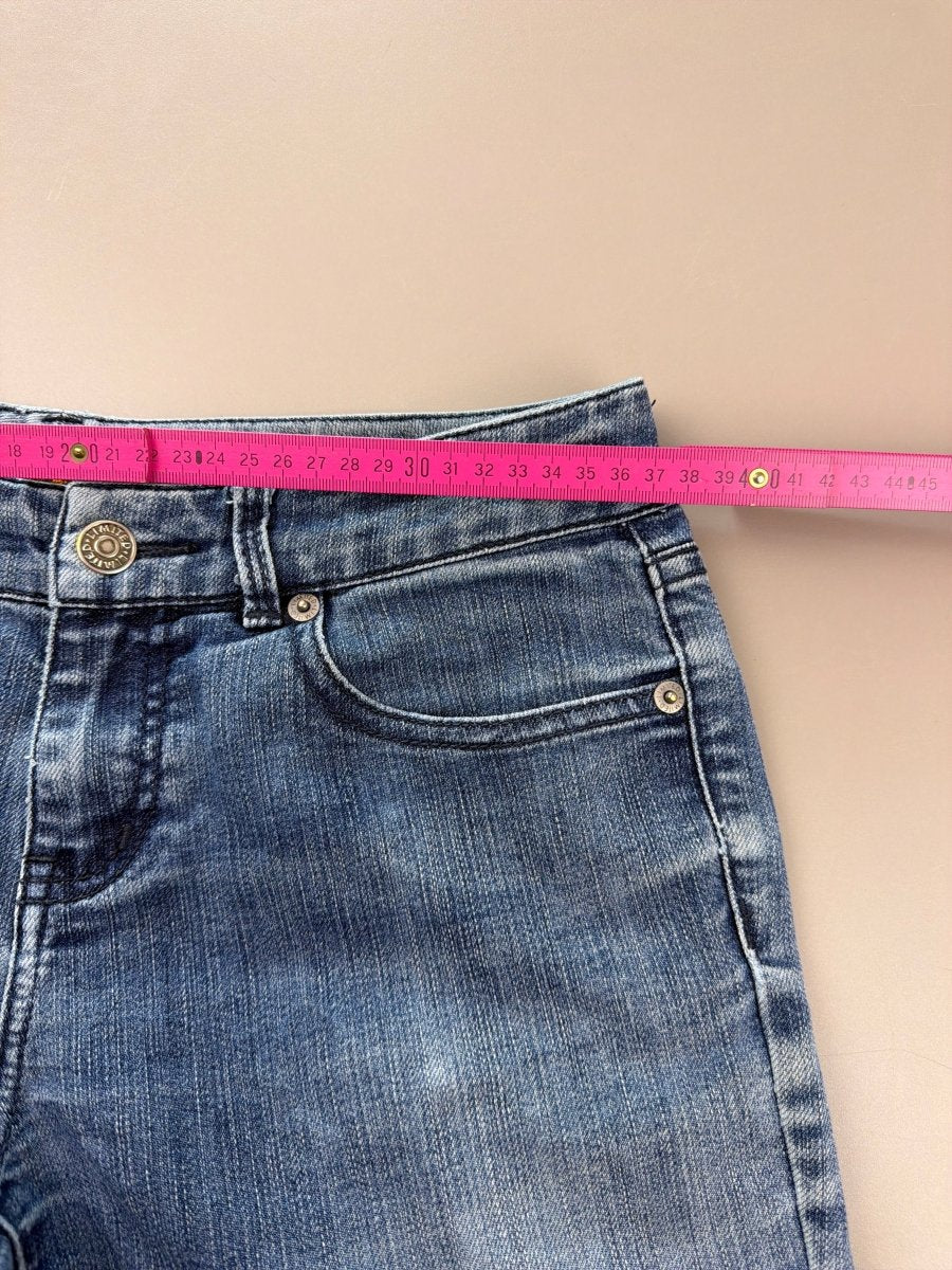 Cyber Y2K "Baroque" Embellished Low Waist Jeans - Light Wash - Past Pieces