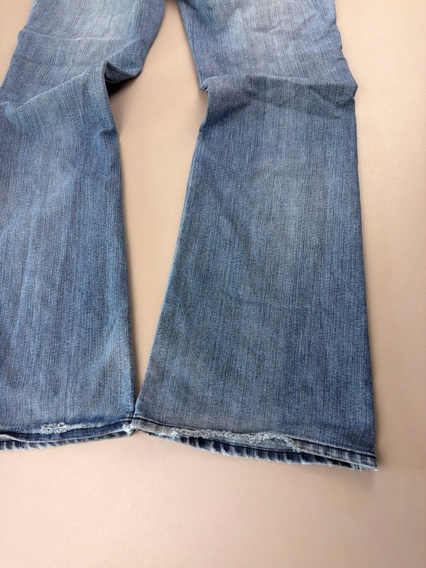 Cyber Y2K "Baroque" Embellished Low Waist Jeans - Light Wash