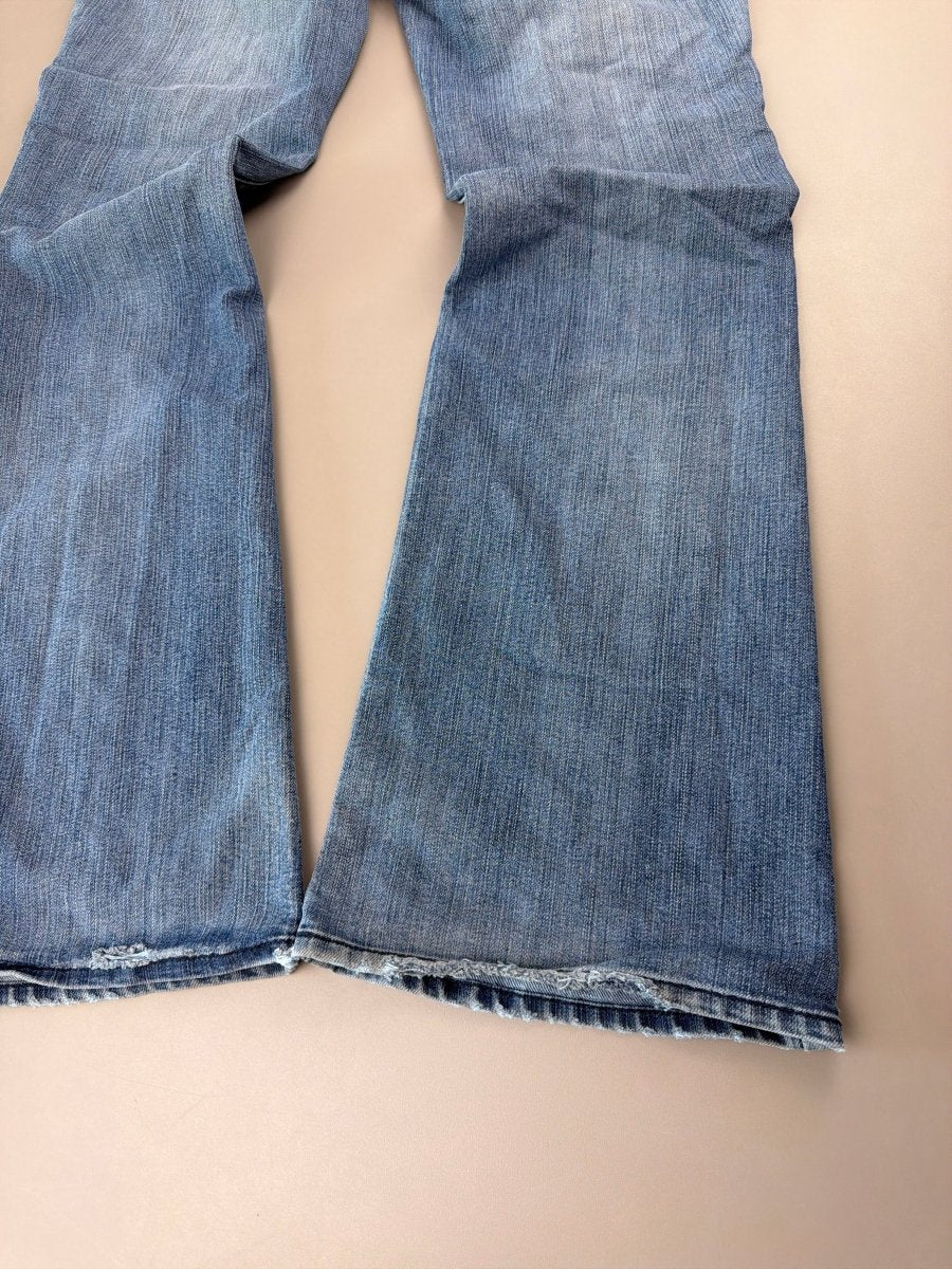 Cyber Y2K "Baroque" Embellished Low Waist Jeans - Light Wash - Past Pieces