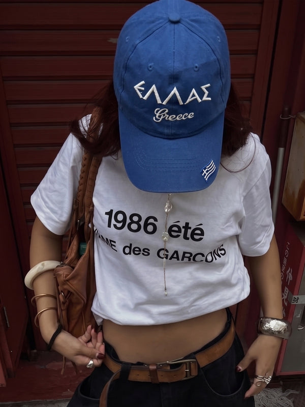 Vintage "Greece Athletics" Embroidered Cap - Blue Mesh / Y2K Blokecore Vibe