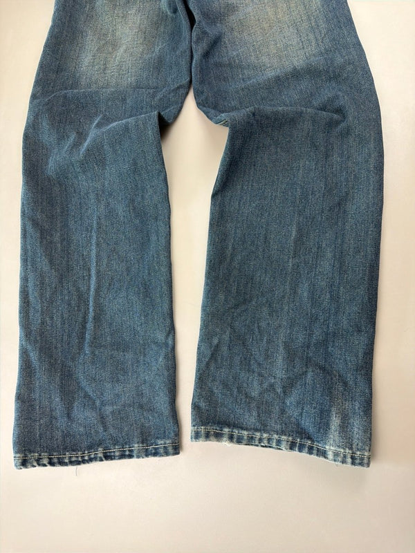 Dermson "Blaze" Embroidered Wide Leg Jeans - Cyber Y2K Flame Denim