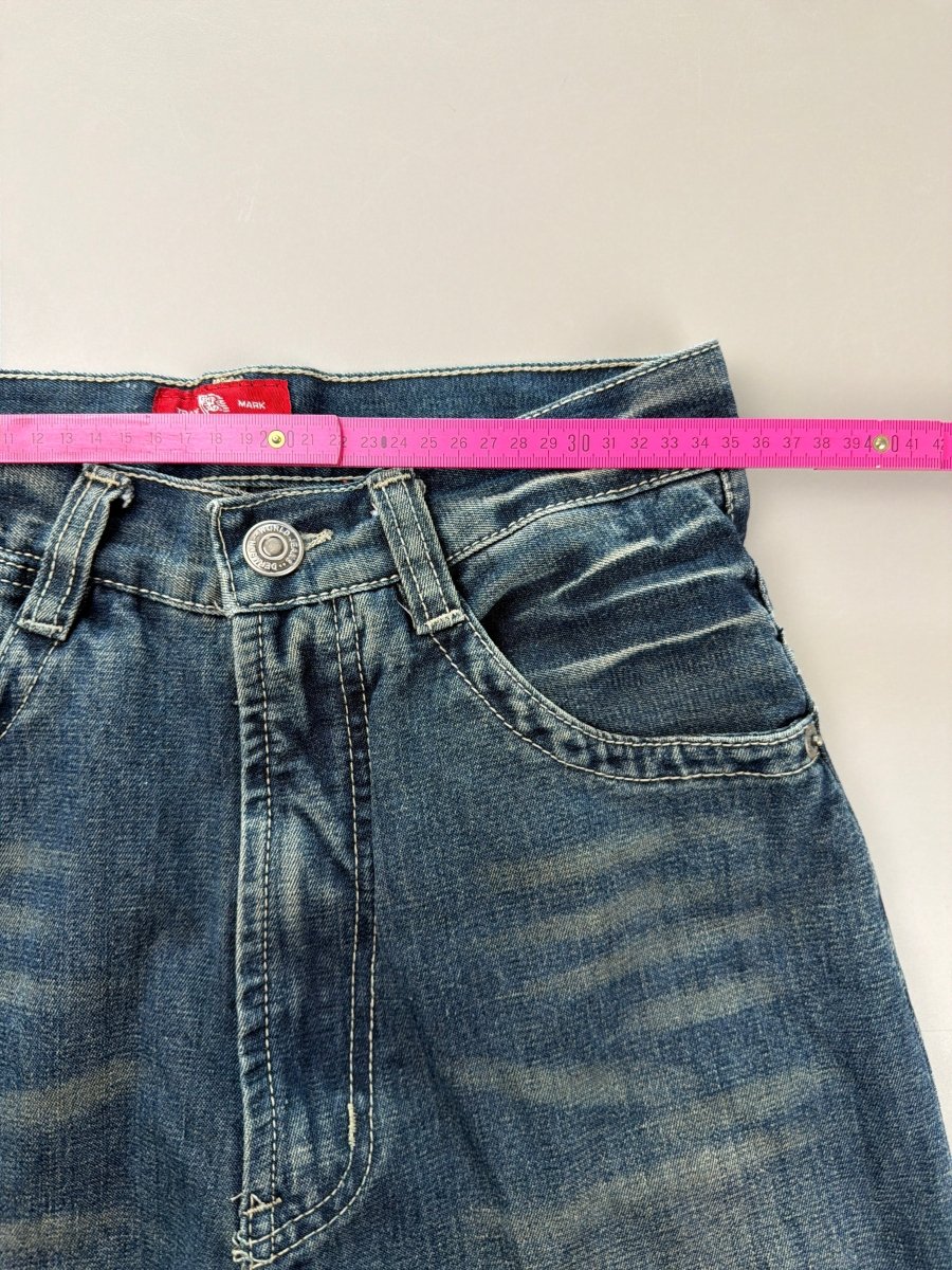 Dermson "Blaze" Embroidered Wide Leg Jeans - Cyber Y2K Flame Denim - Past Pieces