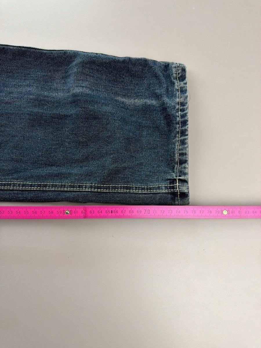 Dermson "Blaze" Embroidered Wide Leg Jeans - Cyber Y2K Flame Denim - Past Pieces