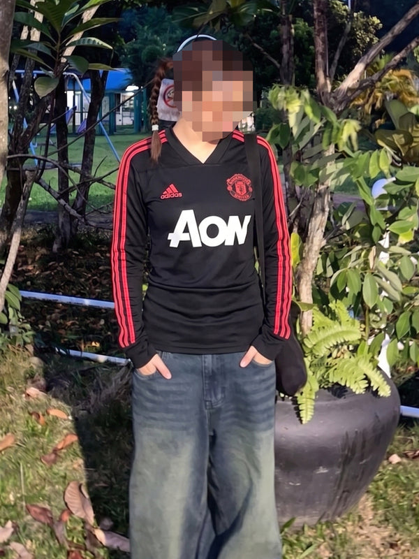 Adidas Manchester United 2018 "Aon" Longsleeve Training Top - All Black / Red Block
